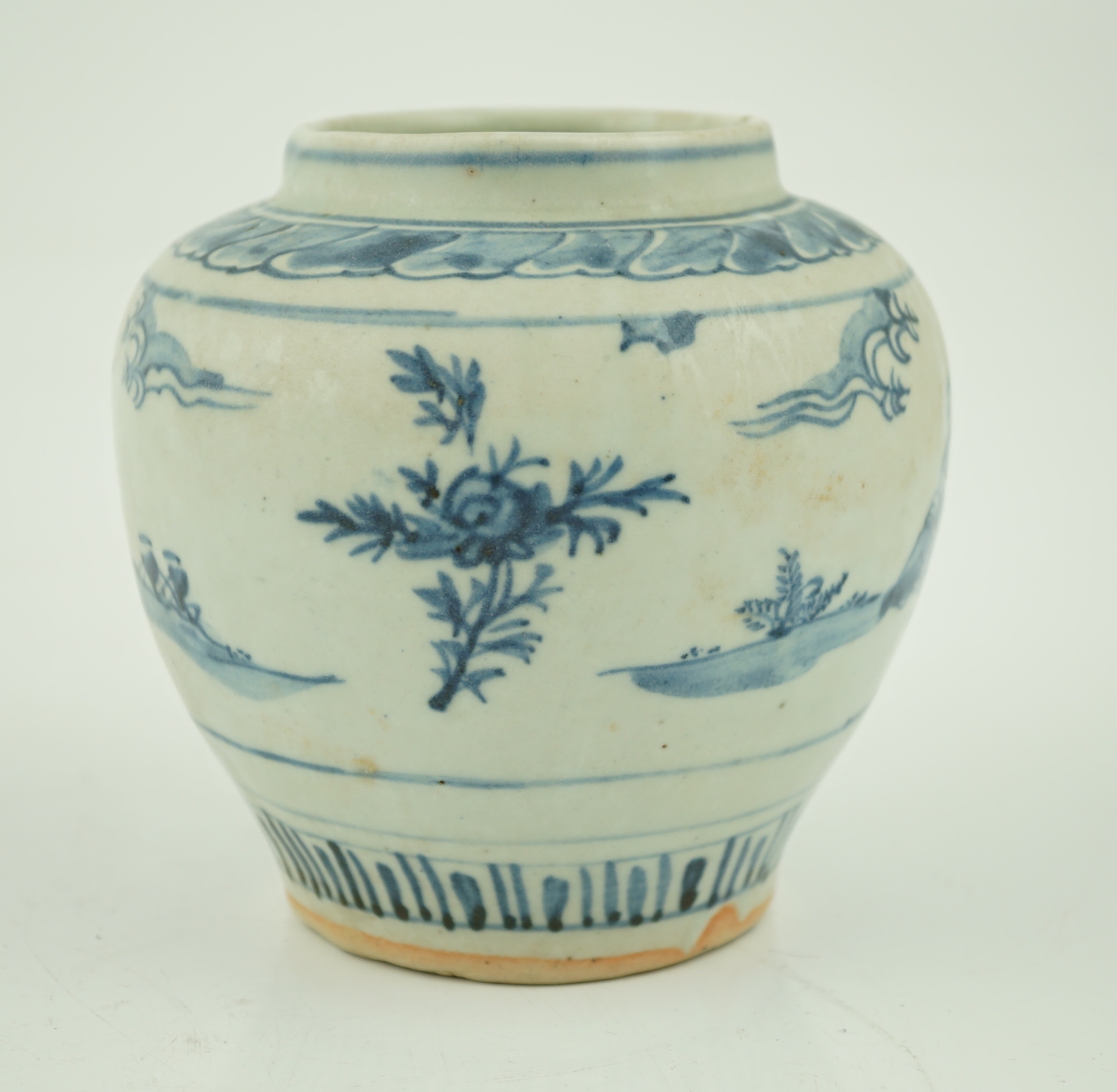 A Chinese Ming blue and white jar, late 15th century
